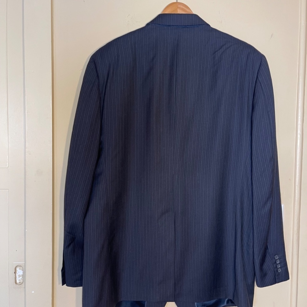 Men's Pinstripe Blazer navy blie - Picture 2 of 11
